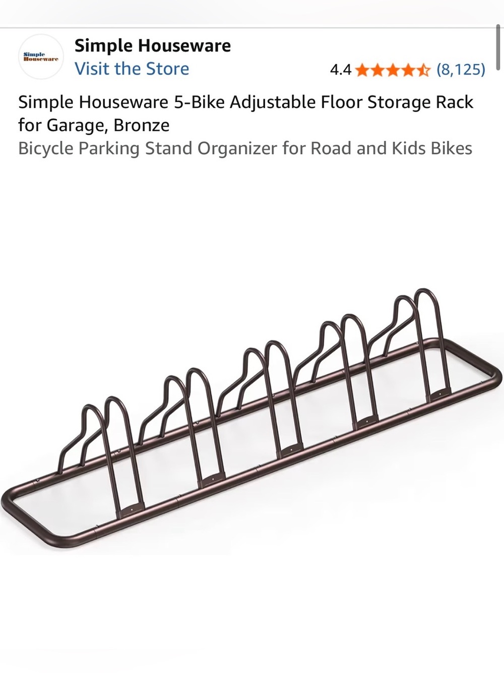 5-Bike Adjustable Floor Storage Rack - Picture 3 of 5